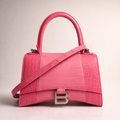 Balenciaga Hourglass XS Croc-Embossed Top Handle Bag – Pink