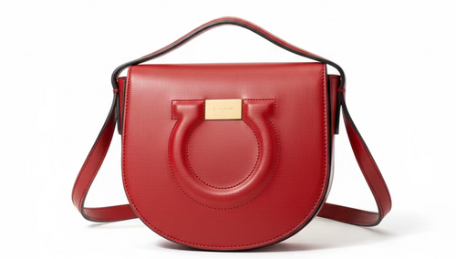Ferragamo Red Leather Gancini Crossbody Bag